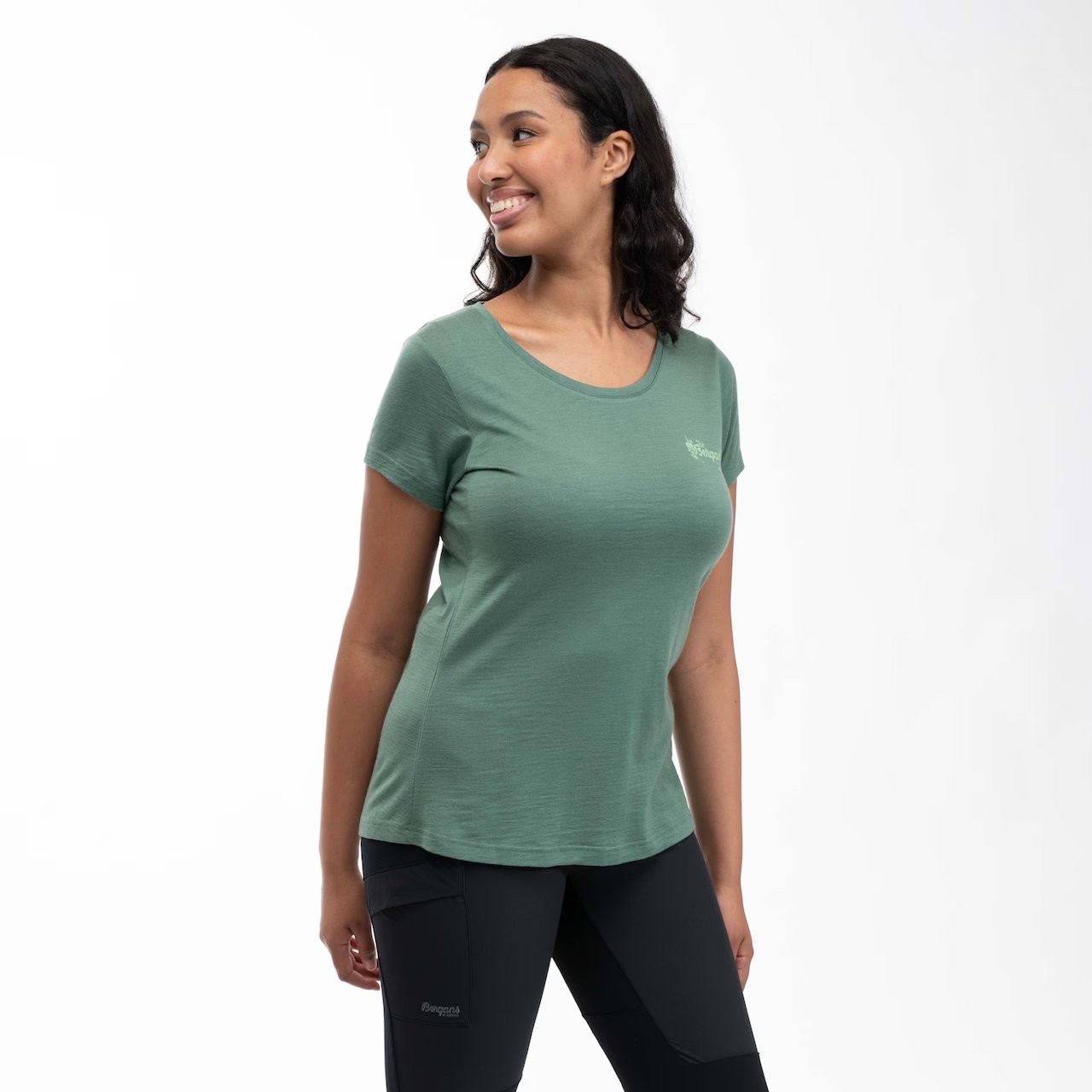 Graphic Wool Tee Wm, dark jade green