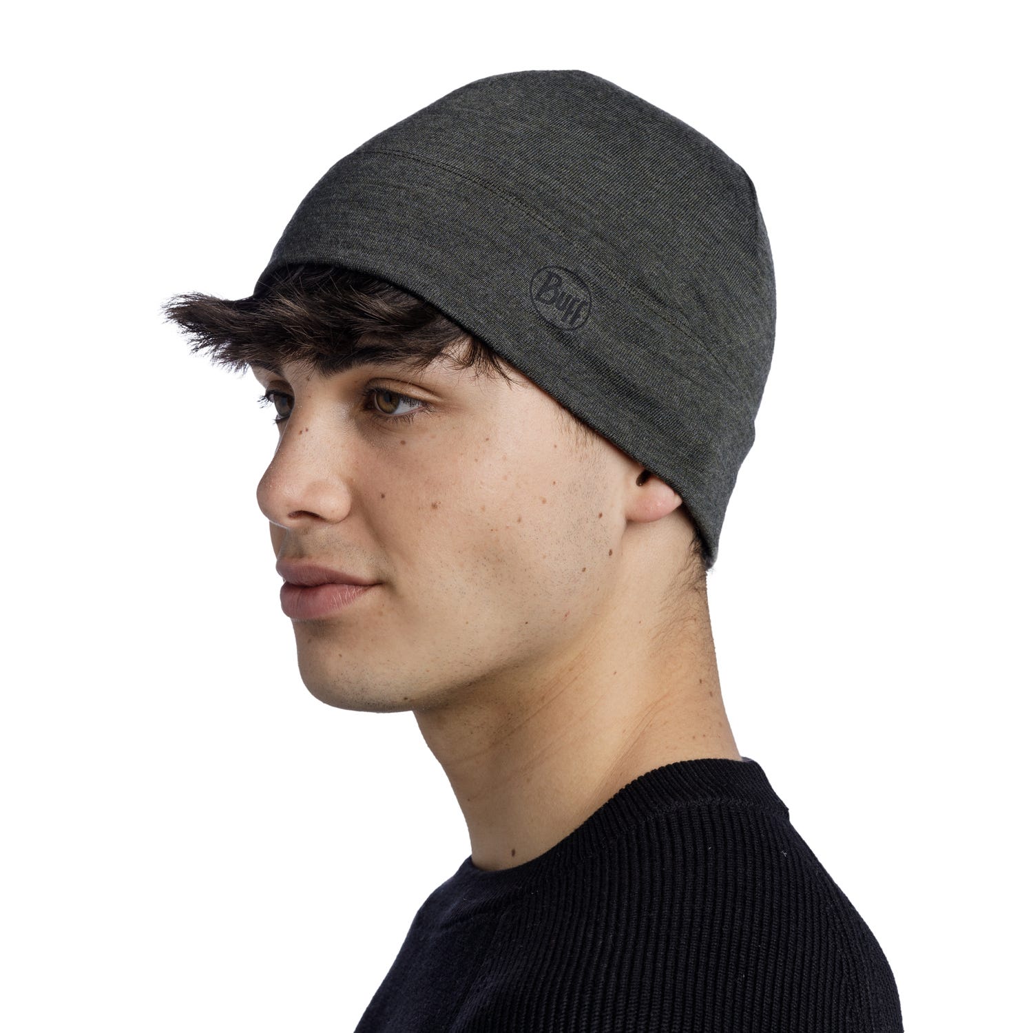 Buff Merino Midweight Beanie, solid bark