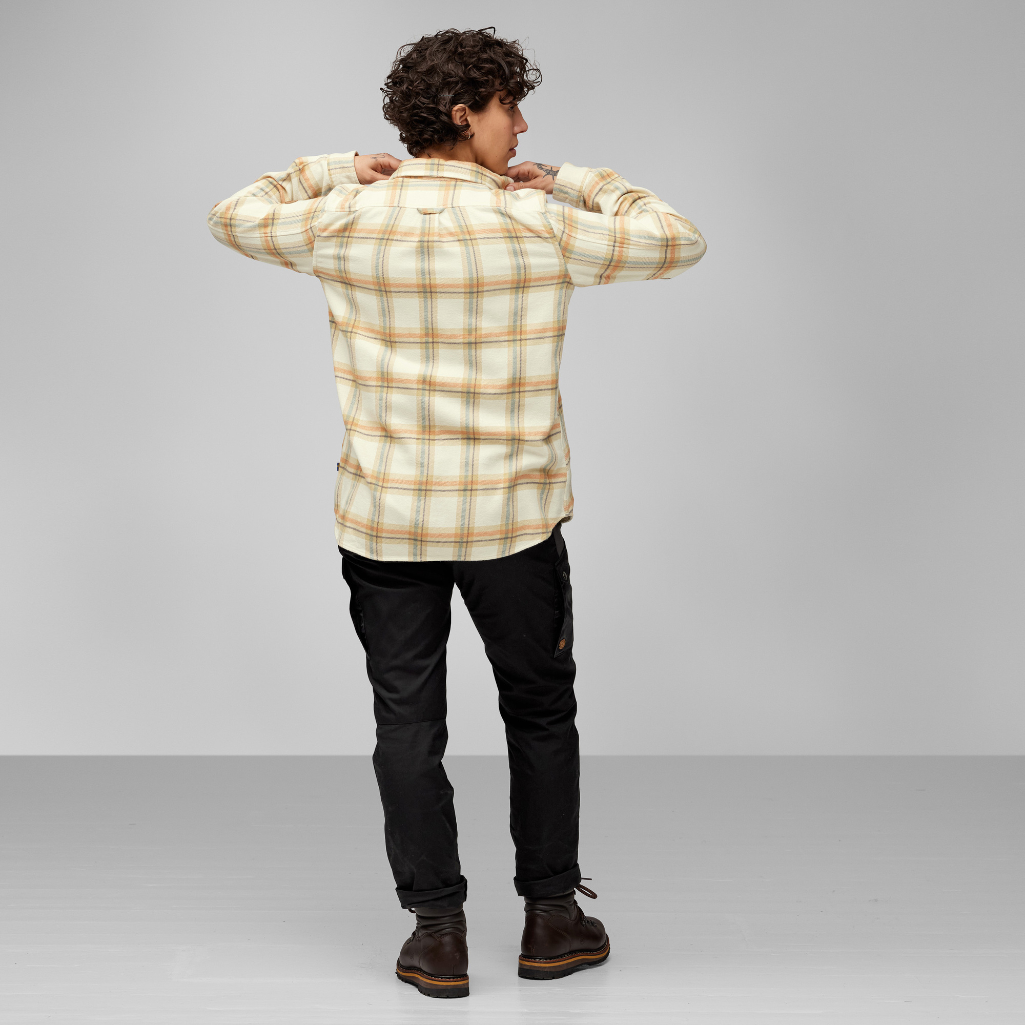 Övik Heavy Flannel Shirt Wm, dark navy/maroon