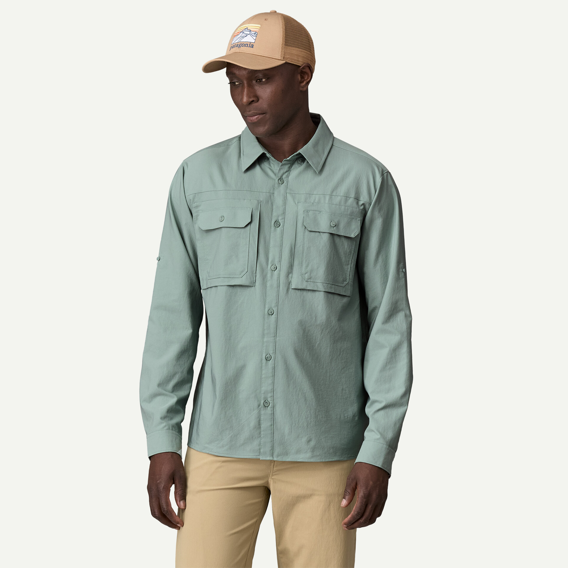 Self Guided Sun L/S Shirt, river rock green