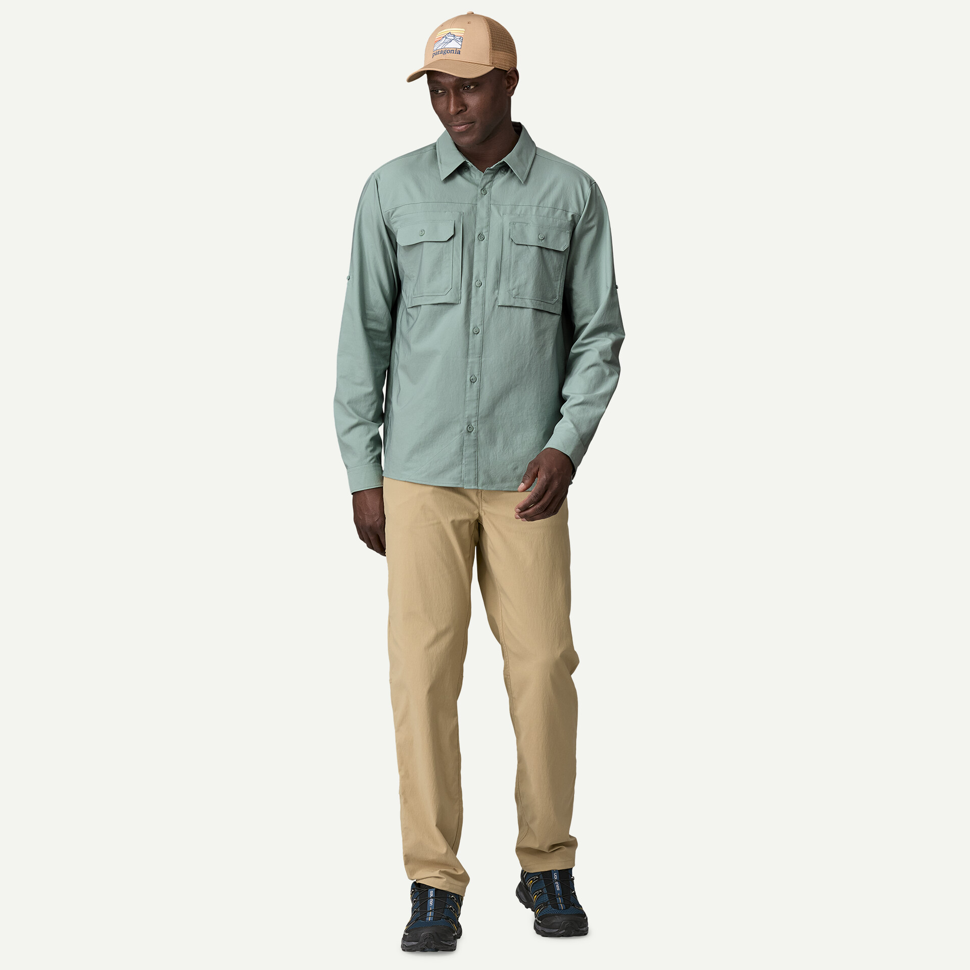 Self Guided Sun L/S Shirt, river rock green