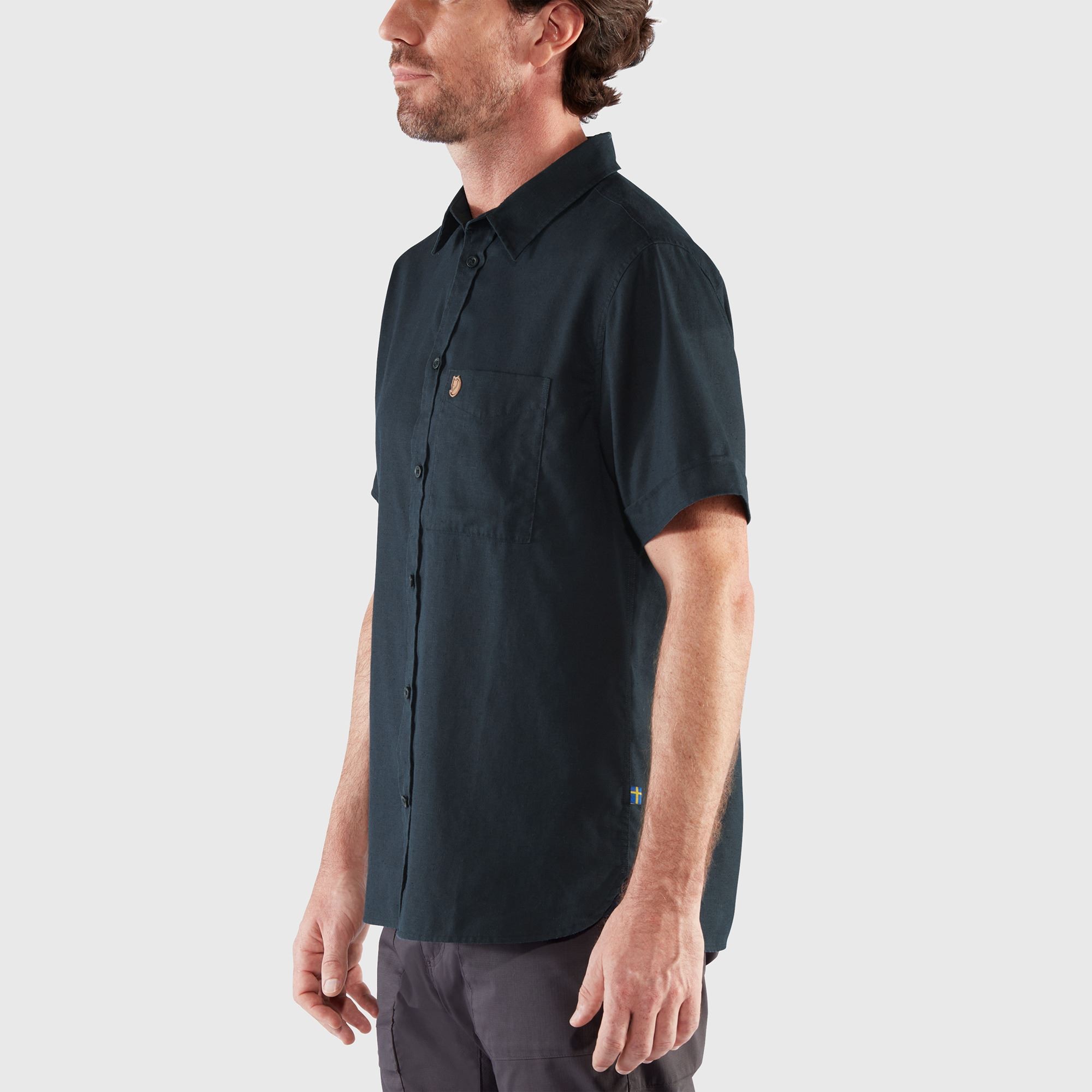 Övik Travel Shirt S/S, dark navy/patina green