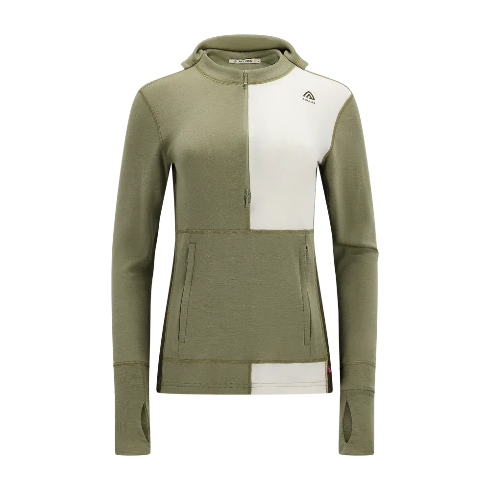 WarmWool Hoodsweater w/zip Wm, Aloe/Nature/Tarmac