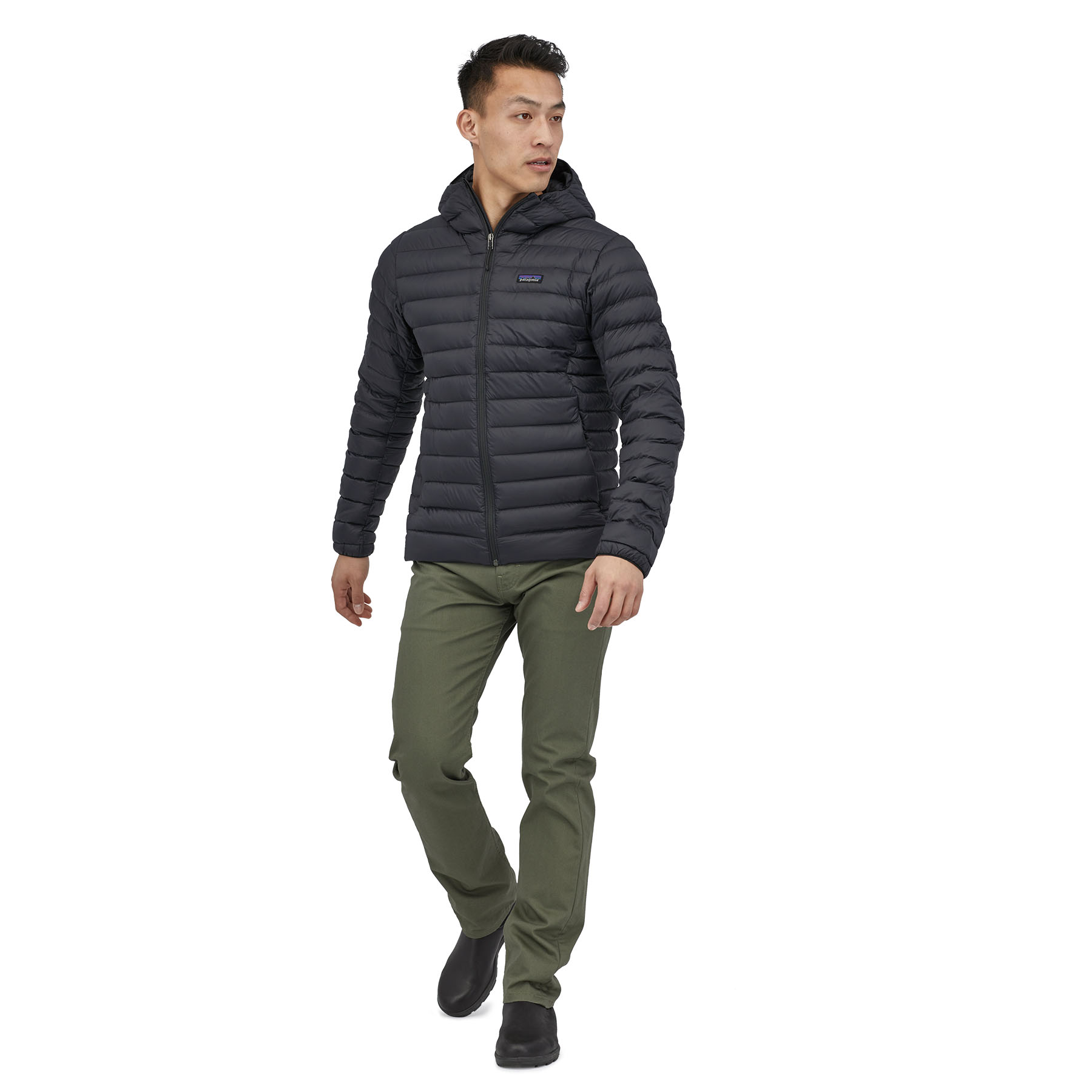Down Sweater Hoody, black