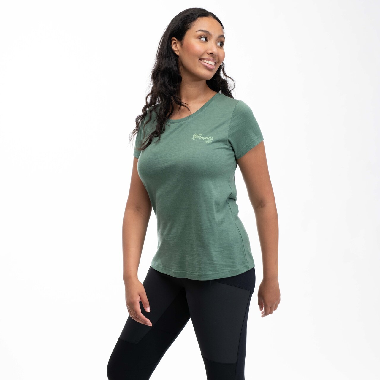Graphic Wool Tee Wm, dark jade green