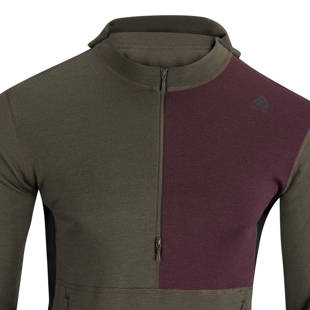WarmWool Hoodsweater w/zip, Tarmac/Fig/Jet Black