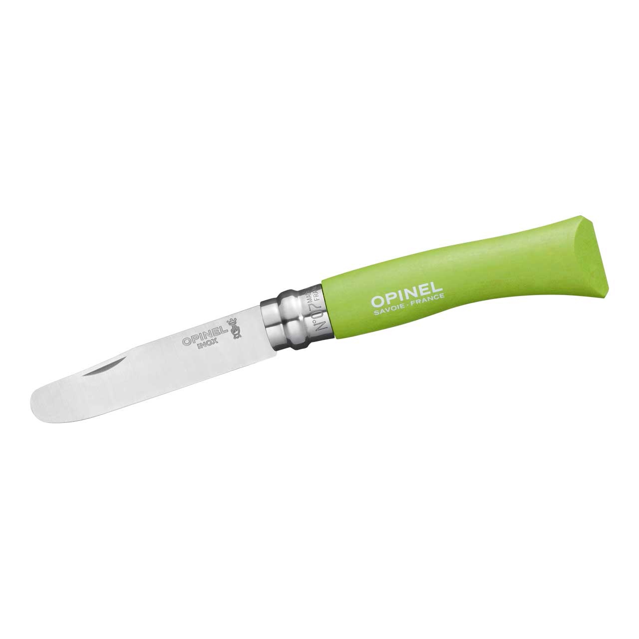Opinel 7 Kindermesser, rostfrei, Buchenholz, grün
