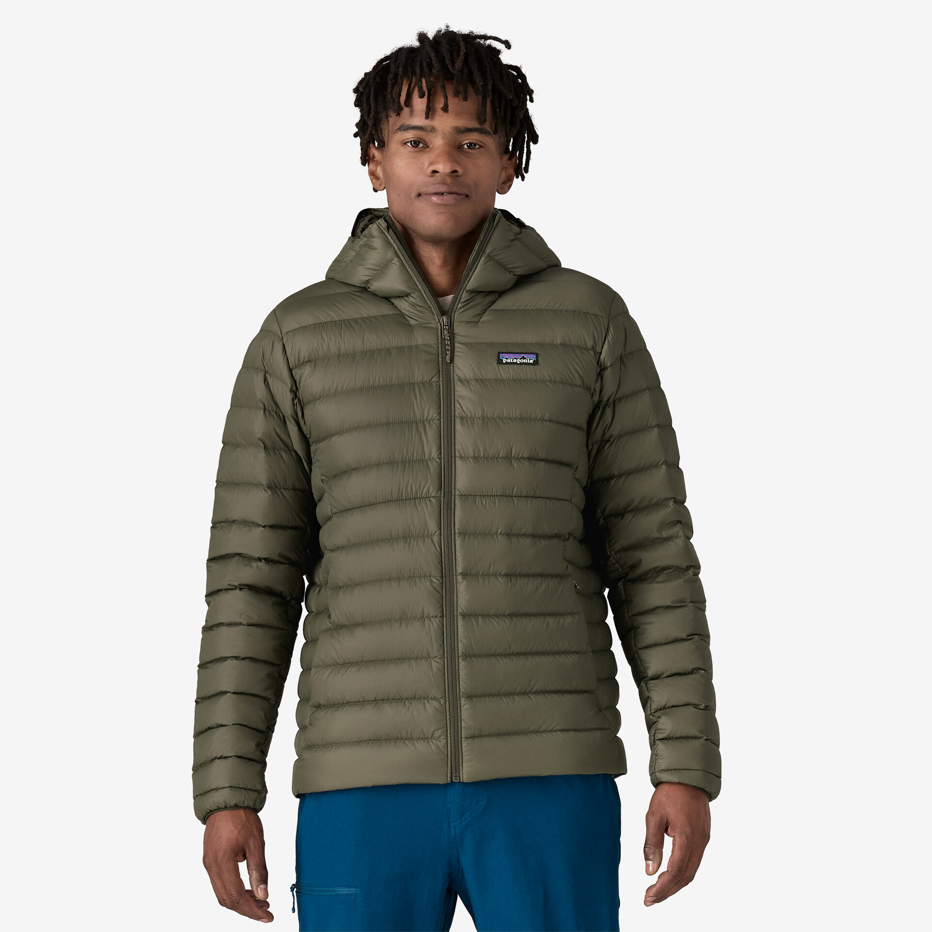 Down Sweater Hoody, pine needle green