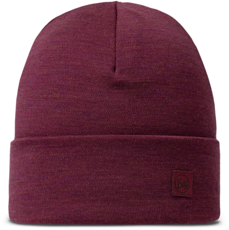 Buff Merino Heavyweight Beanie, solid tibetian red