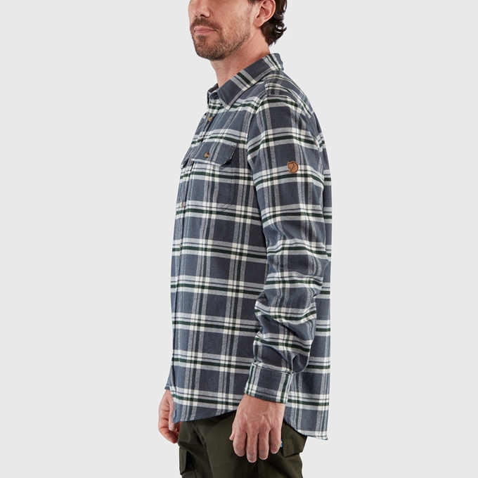 Övik Heavy Flannel Shirt, dark navy/buckwheat brown