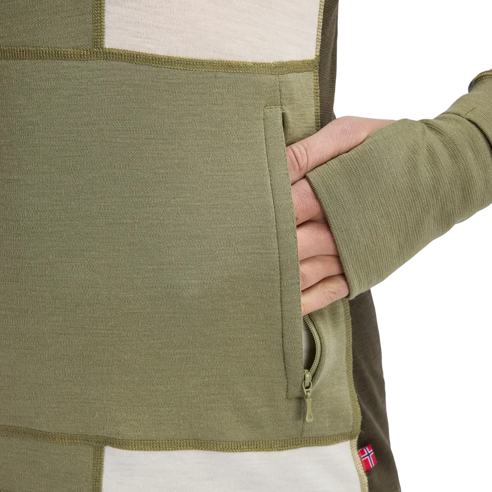 WarmWool Hoodsweater w/zip Wm, Aloe/Nature/Tarmac