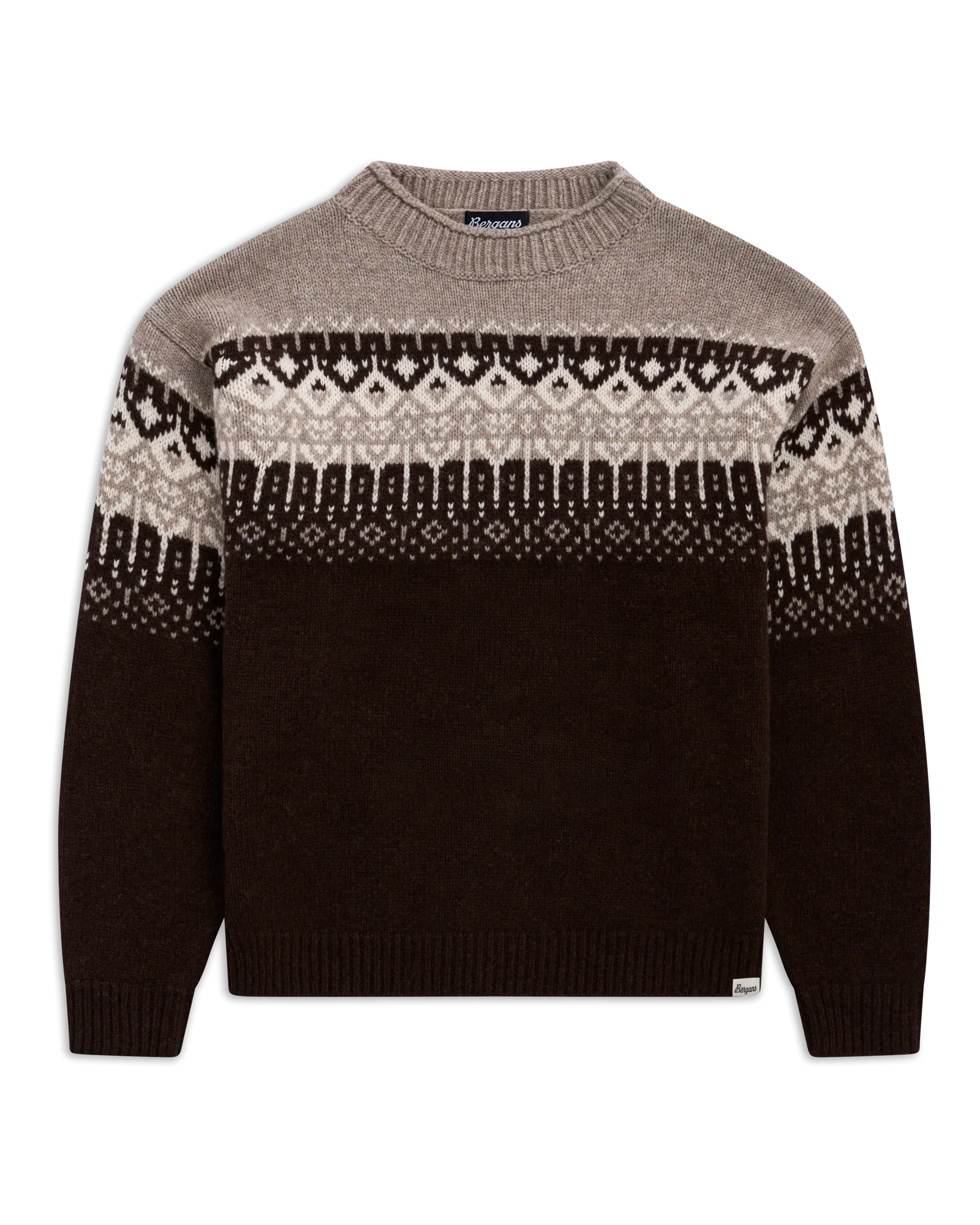Steiro Knitted Wool Jumper, Dark Chocolate/Rock Taupe/Creme