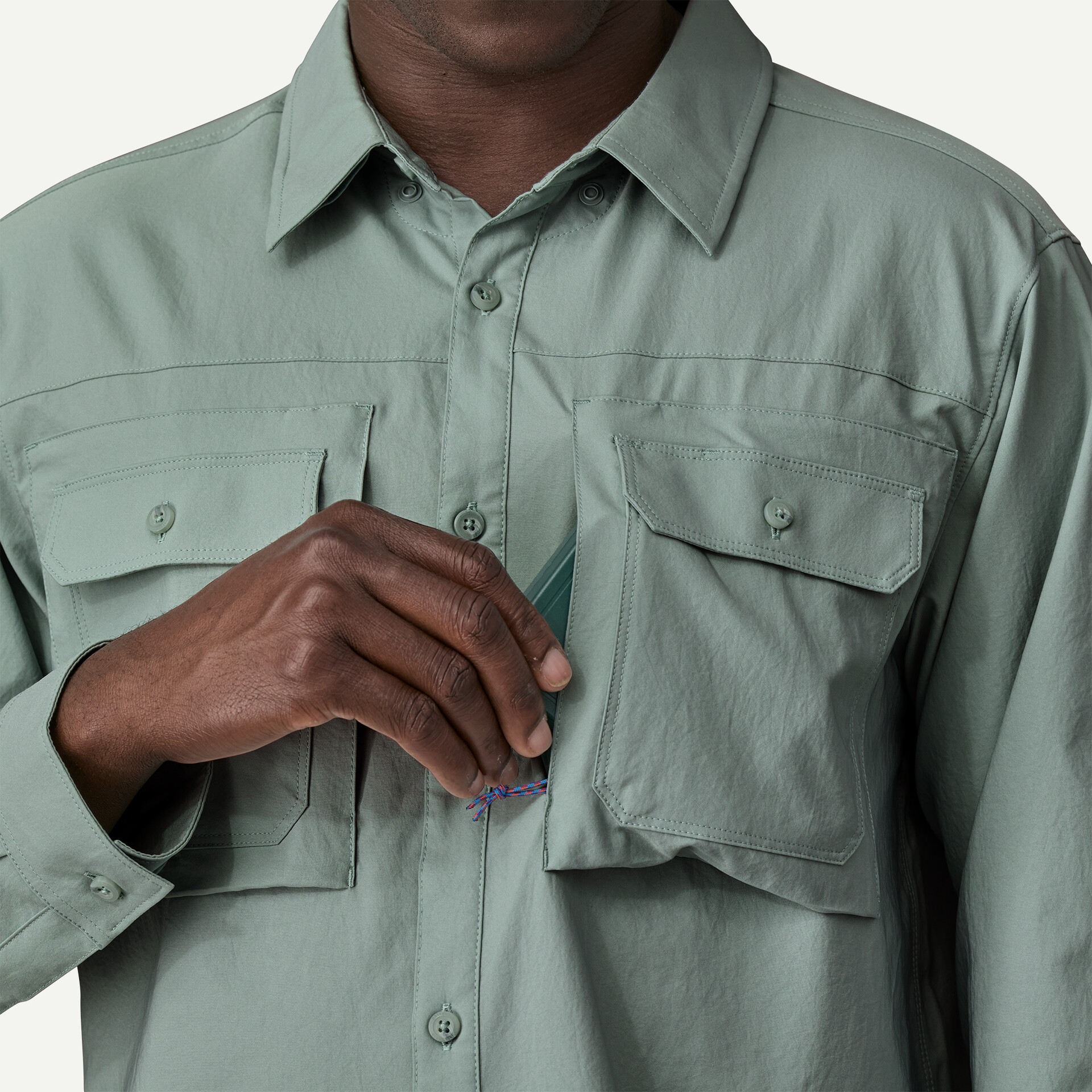 Self Guided Sun L/S Shirt, river rock green
