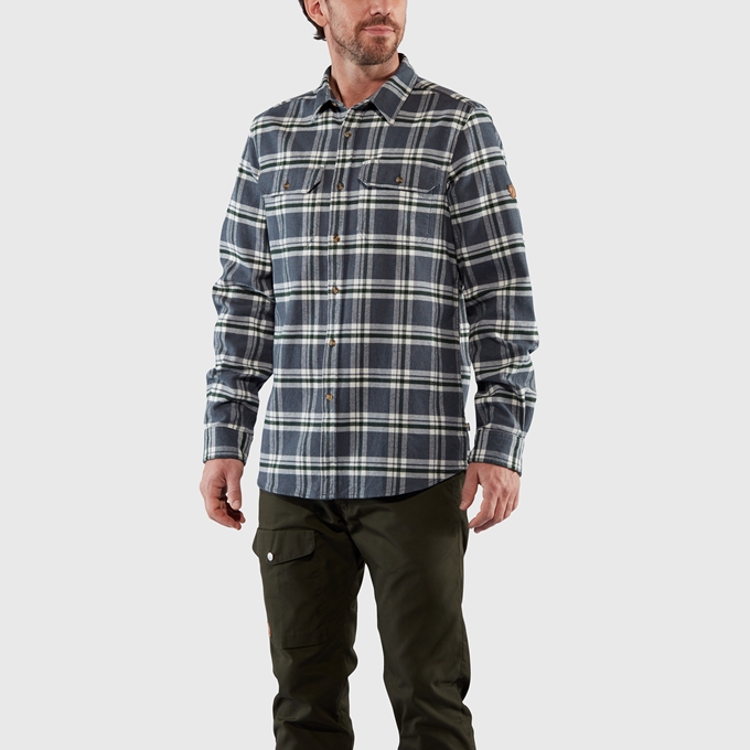 Övik Heavy Flannel Shirt, dark navy/buckwheat brown