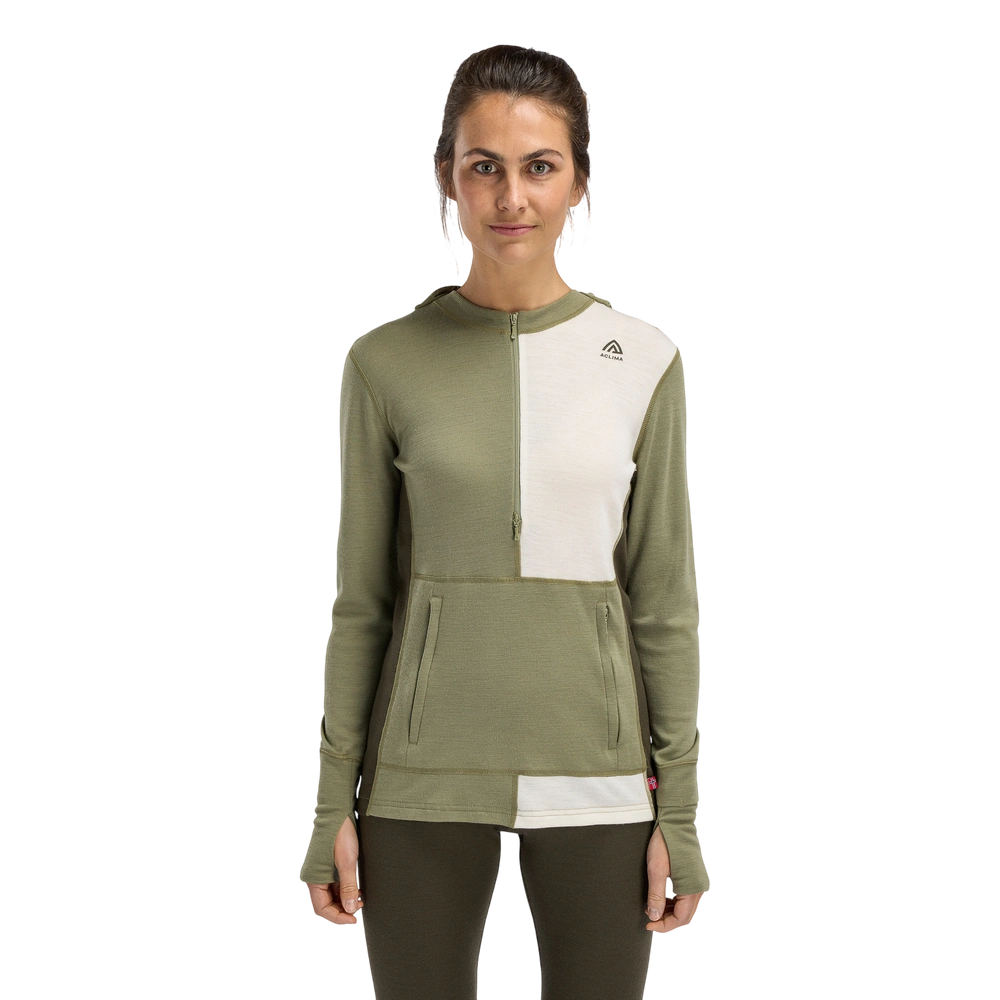 WarmWool Hoodsweater w/zip Wm, Aloe/Nature/Tarmac