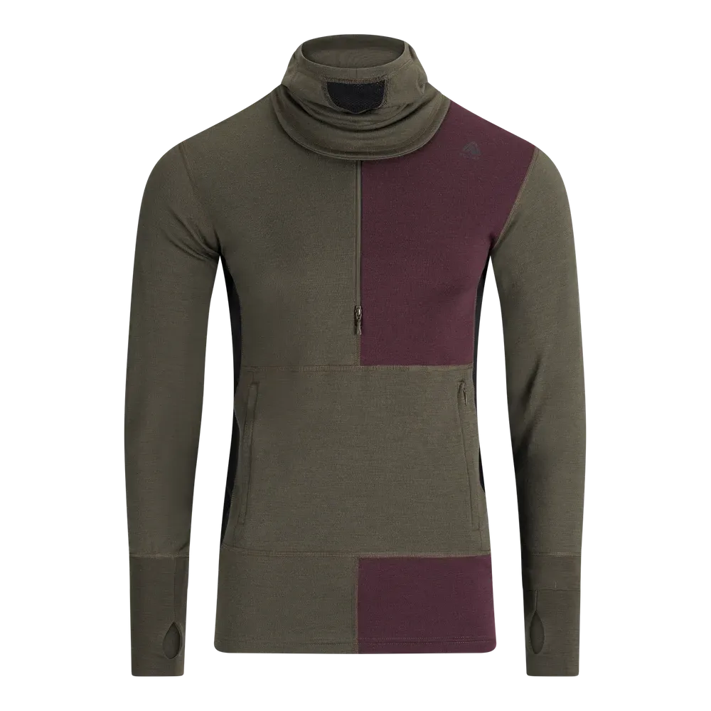 WarmWool Hoodsweater w/zip, Tarmac/Fig/Jet Black
