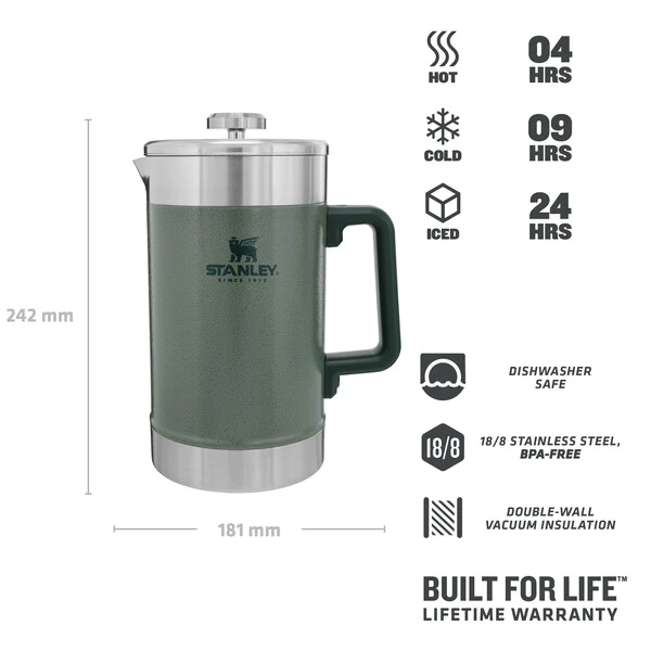 Stanley Stay-Hot French Press, hammertone green