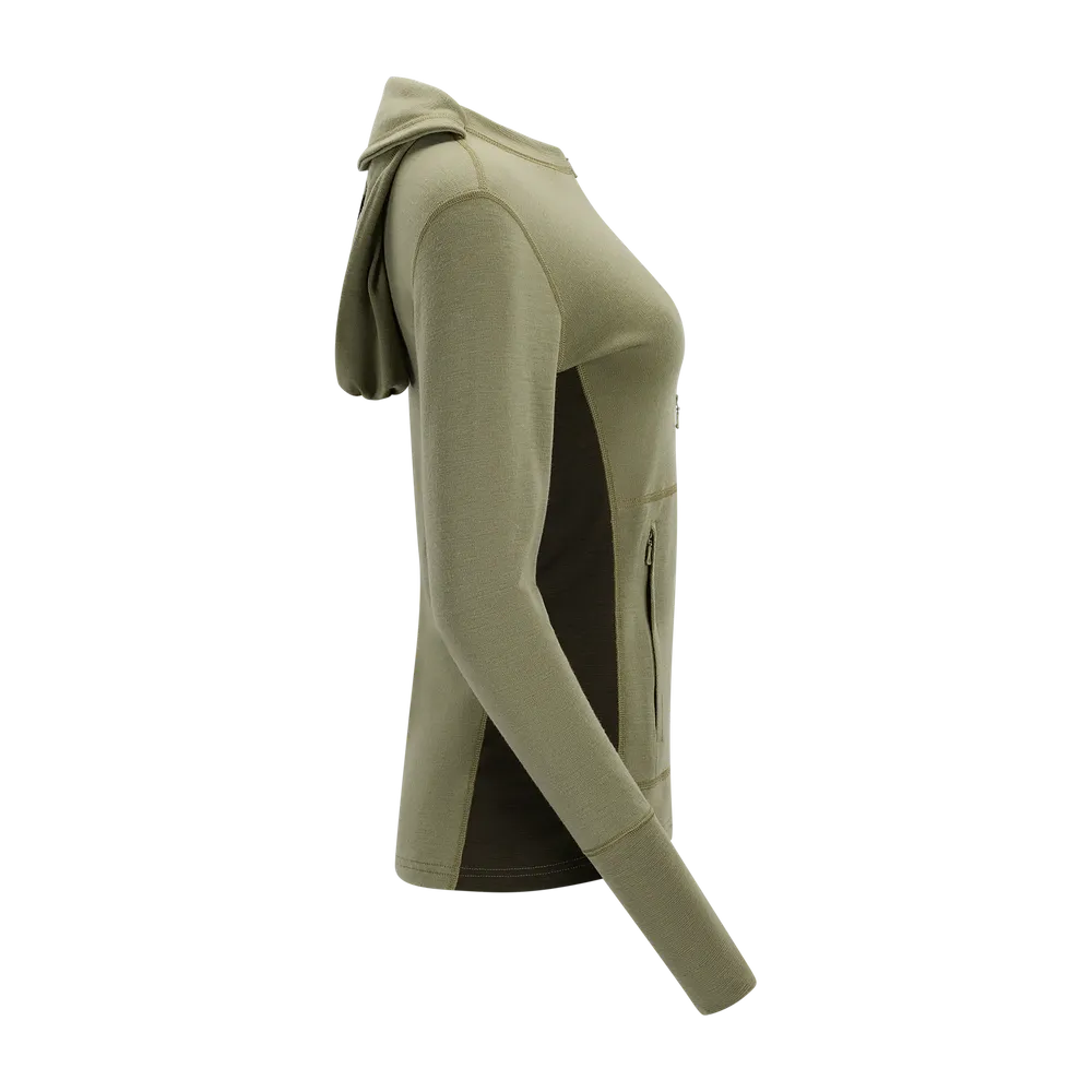 WarmWool Hoodsweater w/zip Wm, Aloe/Nature/Tarmac