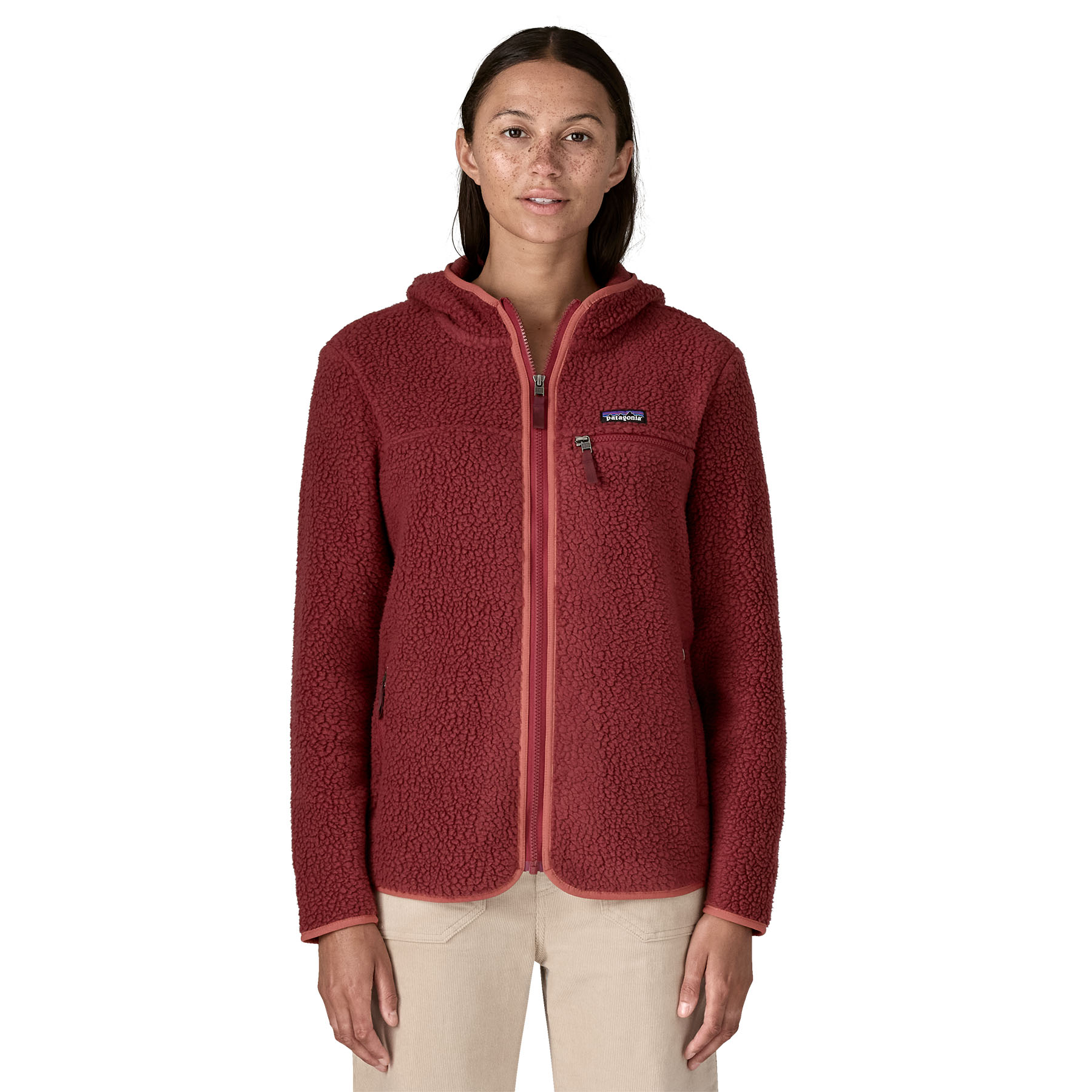 Retro Pile Hoody Wm, sequoia red