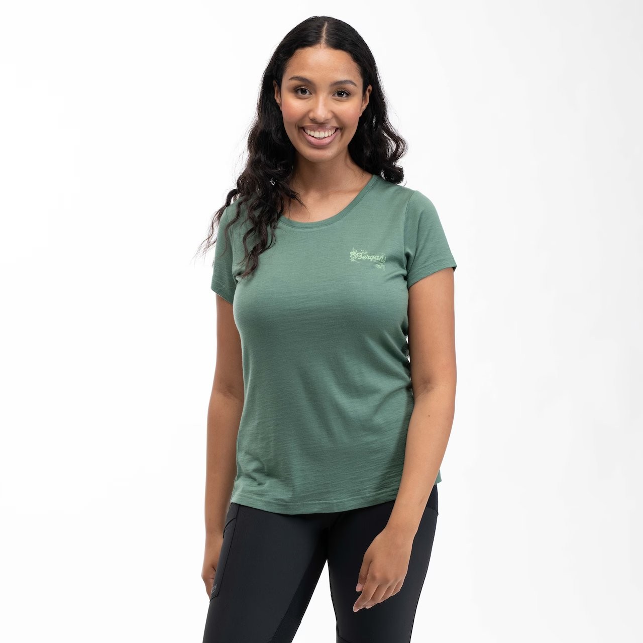 Graphic Wool Tee Wm, dark jade green