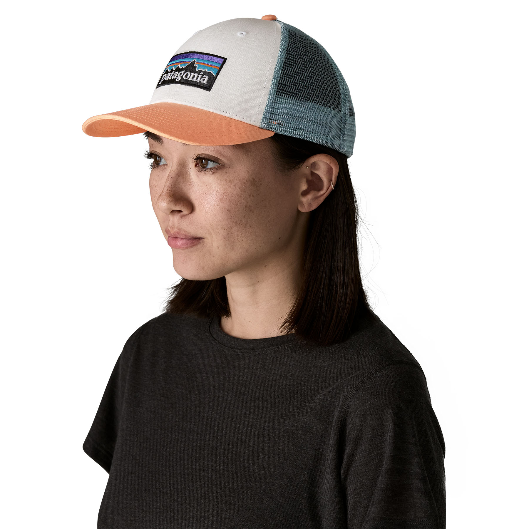 P-6 Logo LoPro Trucker Hat, white w/peach sherbe