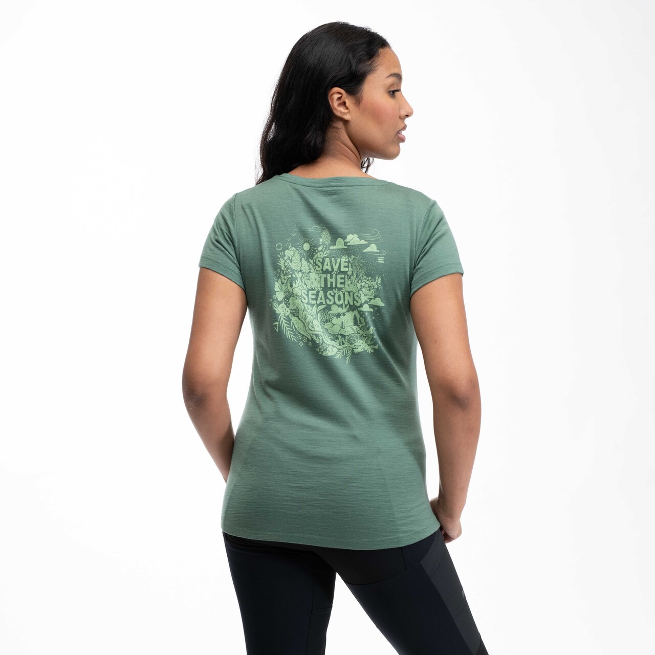 Graphic Wool Tee Wm, dark jade green