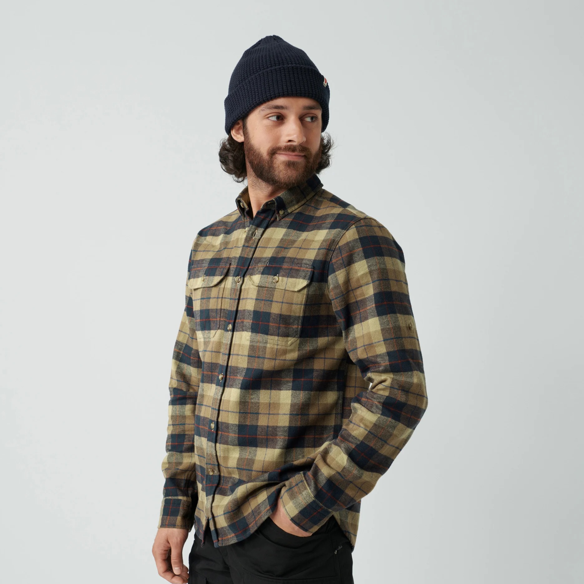 Singi Heavy Flannel L/S Shirt, black/deep forest