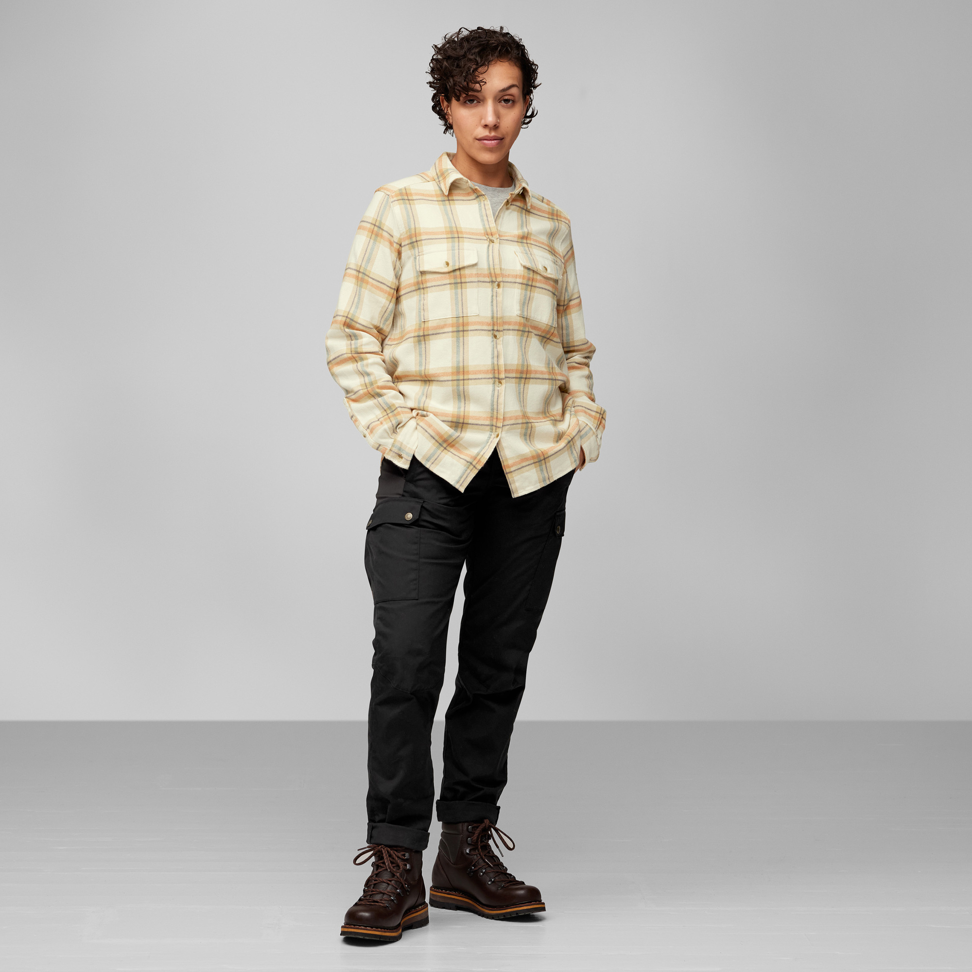 Övik Heavy Flannel Shirt Wm, dark navy/maroon
