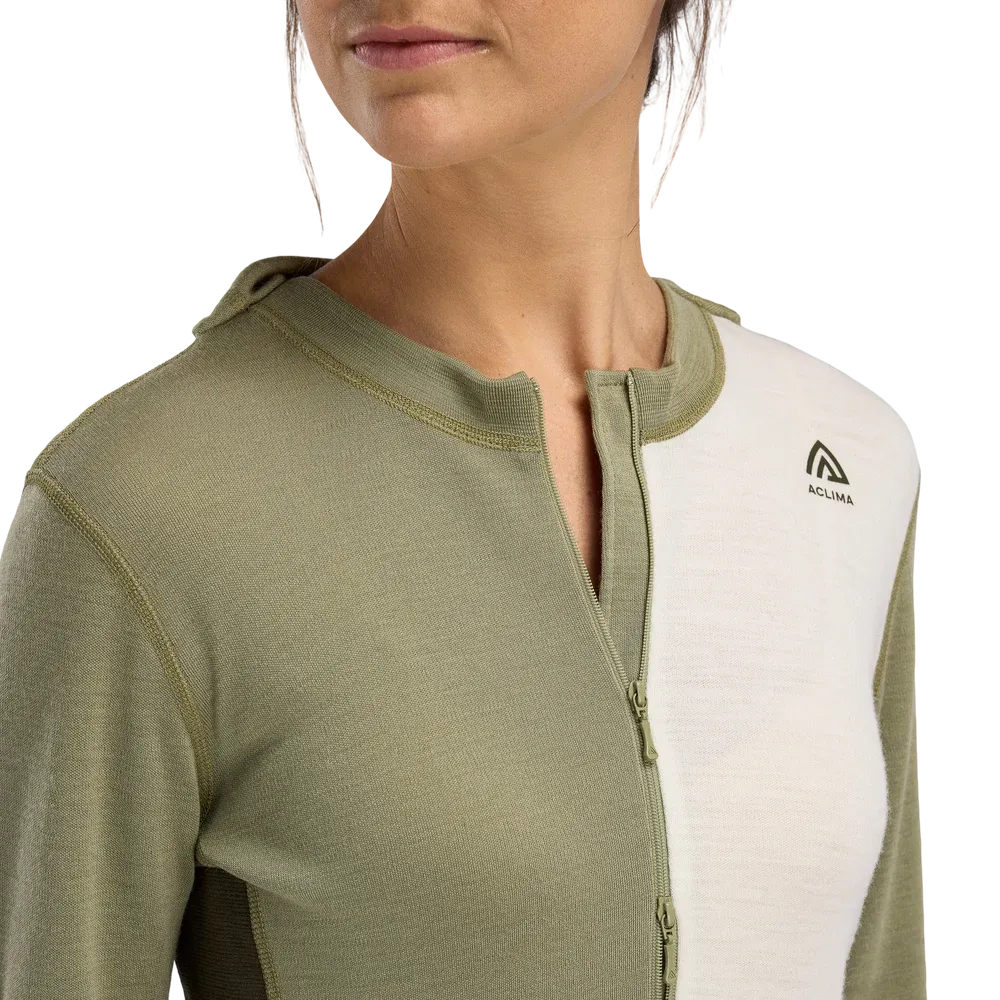 WarmWool Hoodsweater w/zip Wm, Aloe/Nature/Tarmac