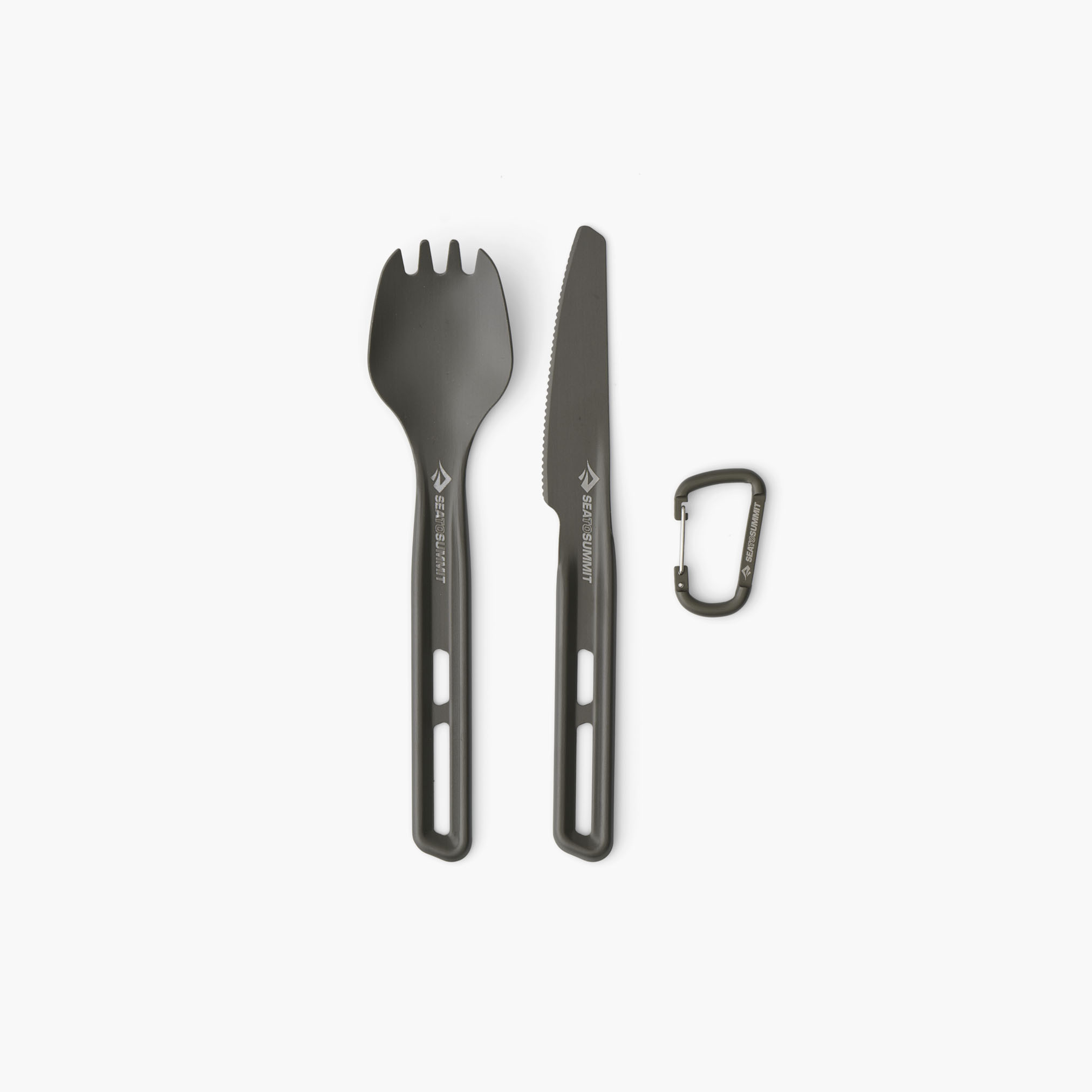 Frontier UL Cutlery Set Spork + Knife, aluminium hard anodised grey
